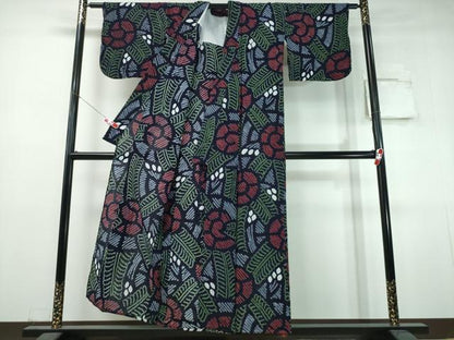 平和屋着物∴夏物　浴衣　有松鳴海絞り　枝葉花文　綿　逸品　未使用　CABJ0334ng