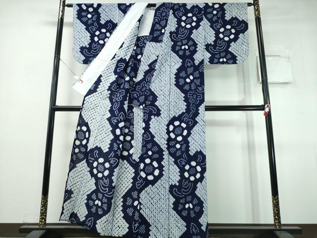 平和屋着物∴夏物　浴衣　有松鳴海絞り　舞菊文　綿　逸品　CABJ0335ng