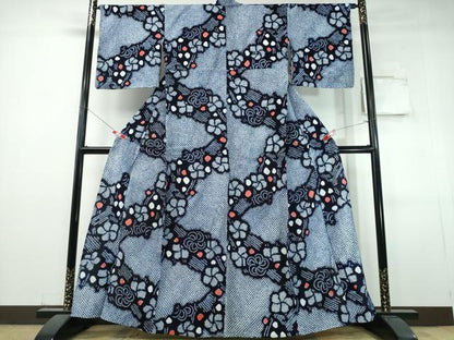 平和屋着物∴夏物　浴衣　有松鳴海絞り　枝梅文　綿　逸品　CABJ0339ng