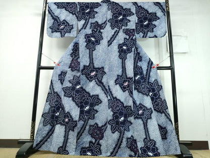平和屋着物∴夏物　浴衣　有松鳴海絞り　枝牡丹　綿　逸品　CABJ0341ng