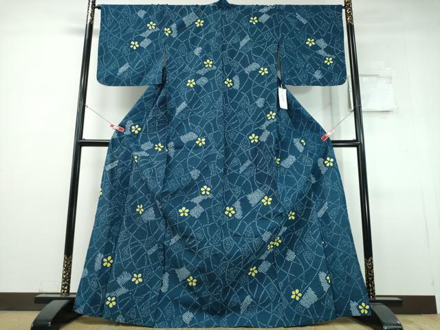 平和屋着物∴夏物　浴衣　自由区　枝花文　オンワード樫山　綿　逸品　未使用　CABJ0344ng
