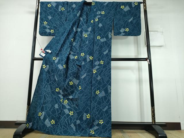 平和屋着物∴夏物　浴衣　自由区　枝花文　オンワード樫山　綿　逸品　未使用　CABJ0344ng