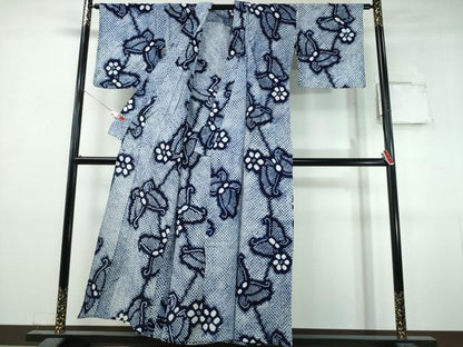 平和屋着物∴夏物　浴衣　有松鳴海絞り　舞蝶花文　綿　逸品　CABJ0345ng