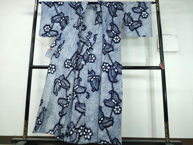 平和屋着物∴夏物　浴衣　有松鳴海絞り　舞蝶花文　綿　逸品　CABJ0345ng