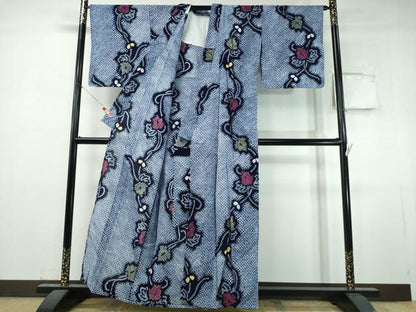 平和屋着物∴夏物　浴衣　有松鳴海絞り　蔦の葉文　綿　逸品　CABJ0347ng