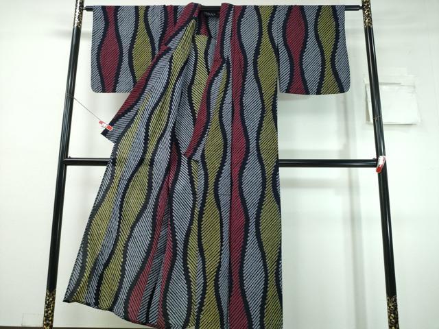 平和屋着物∴夏物　浴衣　有松鳴海絞り　立涌文　綿　逸品　CABJ0348ng
