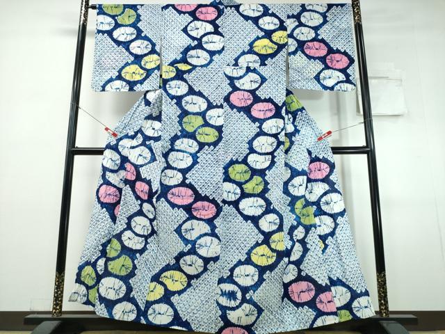 平和屋着物∴夏物　浴衣　有松鳴海絞り　丸文　綿　逸品　未使用　CABJ0353ng