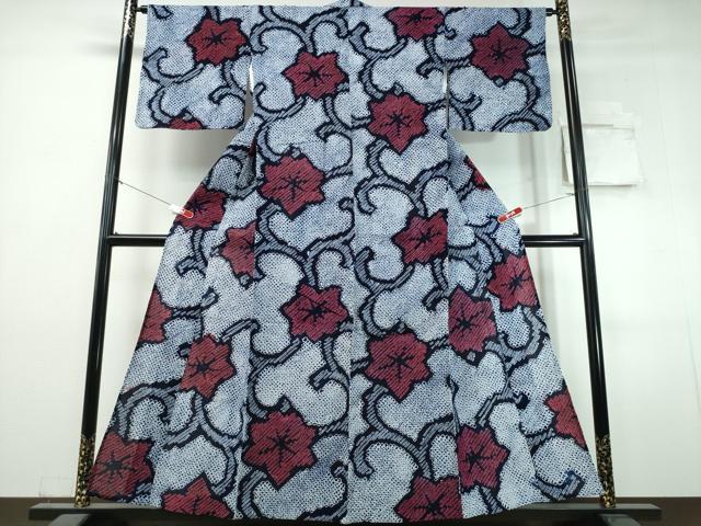 平和屋着物∴夏物　浴衣　有松鳴海絞り　花唐草文　綿　逸品　CABJ0354ng