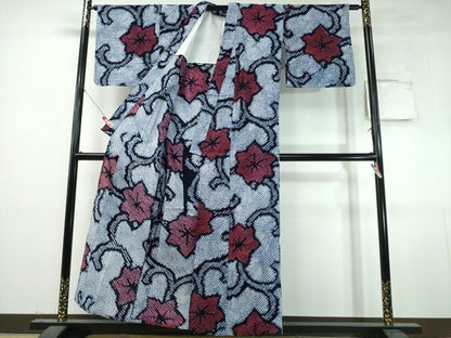 平和屋着物∴夏物　浴衣　有松鳴海絞り　花唐草文　綿　逸品　CABJ0354ng