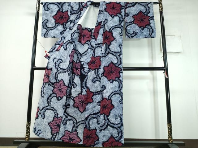 平和屋着物∴夏物　浴衣　有松鳴海絞り　花唐草文　綿　逸品　CABJ0354ng