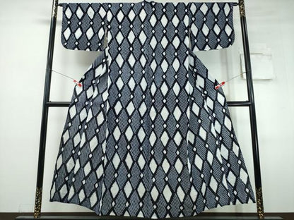平和屋着物∴夏物　浴衣　有松鳴海絞り　菱文　綿　逸品　CABJ0355ng