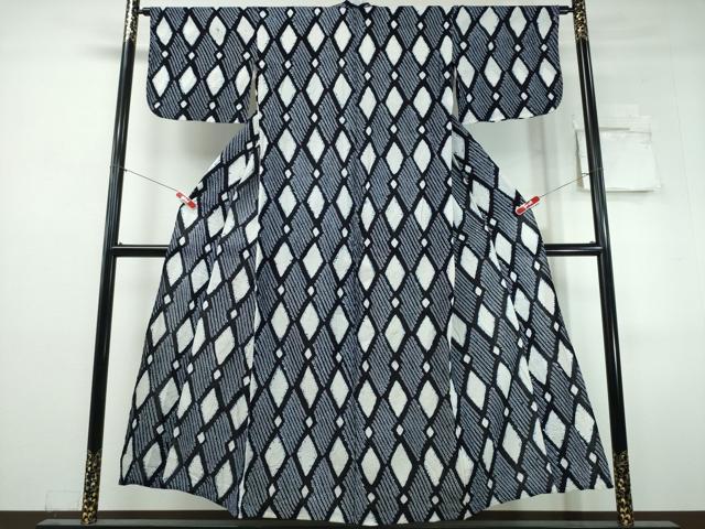 平和屋着物∴夏物　浴衣　有松鳴海絞り　菱文　綿　逸品　CABJ0355ng