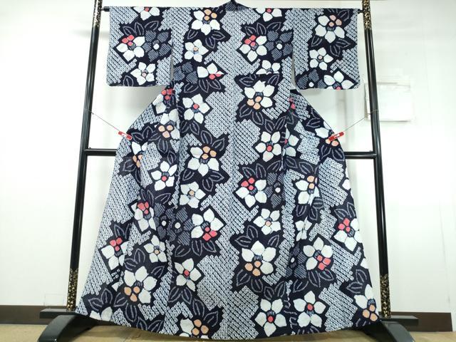 平和屋着物∴夏物　浴衣　有松鳴海絞り　舞花文　綿　逸品　未使用　CABJ0356ng
