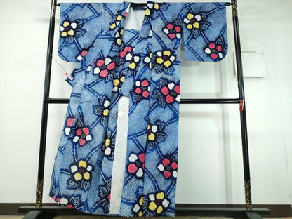平和屋着物∴夏物　浴衣　有松鳴海絞り　枝花文　綿　逸品　CABJ0357ng