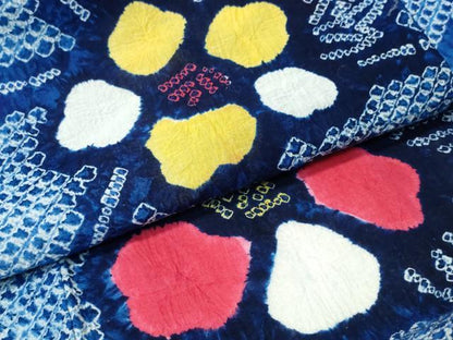 平和屋着物∴夏物　浴衣　有松鳴海絞り　枝花文　綿　逸品　CABJ0357ng
