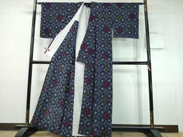 平和屋着物∴夏物　浴衣　有松鳴海絞り　花菱文　綿　逸品　CABJ0360ng