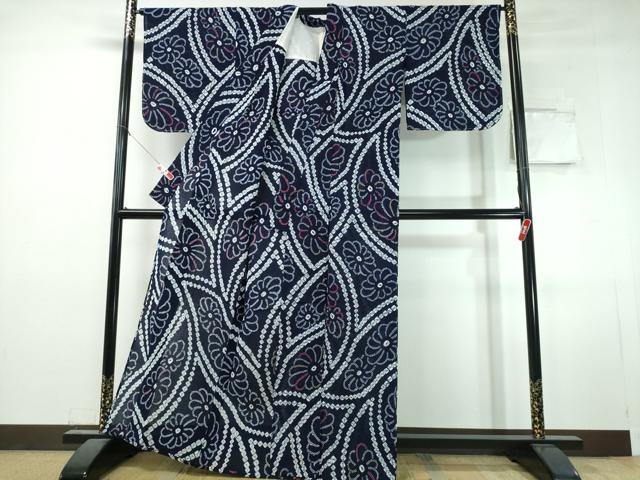平和屋着物∴夏物　浴衣　有松鳴海絞り　枝菊文　綿　逸品　未使用　CABJ0361ng
