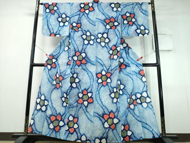 平和屋着物∴夏物　浴衣　有松鳴海絞り　舞花文　綿　逸品　未使用　CABJ0362ng