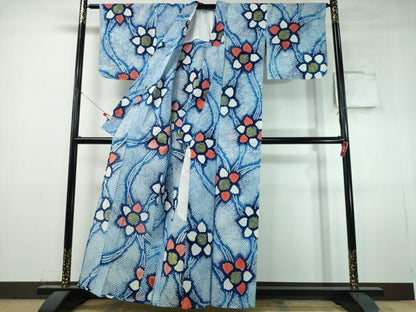 平和屋着物∴夏物　浴衣　有松鳴海絞り　舞花文　綿　逸品　未使用　CABJ0362ng