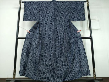 平和屋着物∴夏物　浴衣　有松鳴海絞り　幾何学文様　綿　逸品　CABJ0364ng