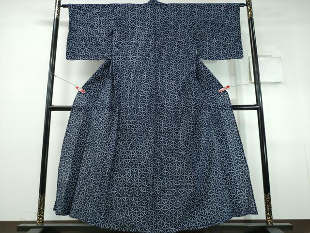 平和屋着物∴夏物　浴衣　有松鳴海絞り　幾何学文様　綿　逸品　CABJ0364ng