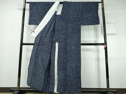 平和屋着物∴夏物　浴衣　有松鳴海絞り　幾何学文様　綿　逸品　CABJ0364ng