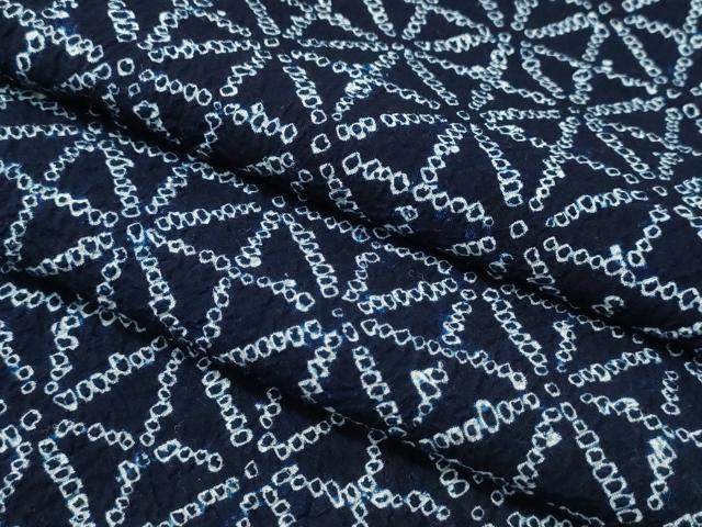 平和屋着物∴夏物　浴衣　有松鳴海絞り　幾何学文様　綿　逸品　CABJ0364ng