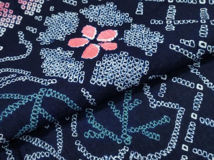 平和屋着物∴夏物　浴衣　有松鳴海絞り　籬蔦の葉花文　綿　逸品　CABJ0369ng