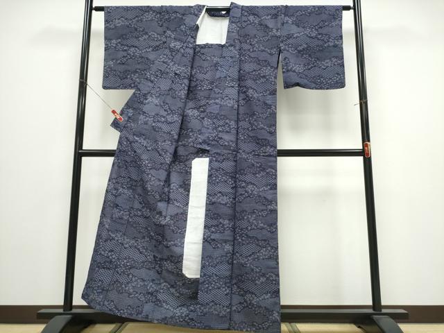 平和屋着物∴夏物　浴衣　注染　霞笹菊唐草文　綿　逸品　CABJ0374ng