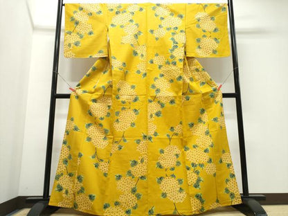 平和屋着物∴世界的ファッションデザイナー　山本寛斎　kansaiブランド　夏物　浴衣　注染　紫陽花　日本製　綿　逸品　未使用　CABJ0376ng