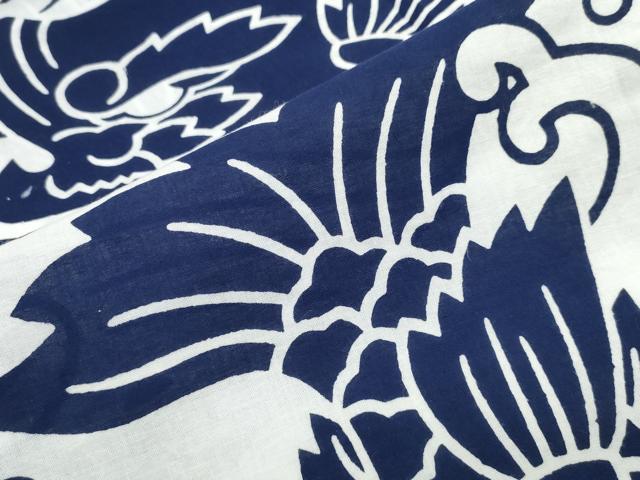 平和屋着物∴夏物　浴衣　注染　手縫い　鯉の滝登り　綿　逸品　CABJ0378ng