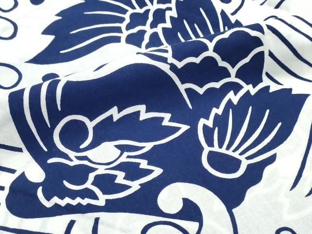 平和屋着物∴夏物　浴衣　注染　手縫い　鯉の滝登り　綿　逸品　CABJ0380ng