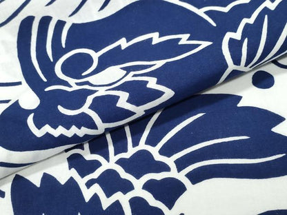 平和屋着物∴夏物　浴衣　注染　手縫い　鯉の滝登り　綿　逸品　CABJ0380ng