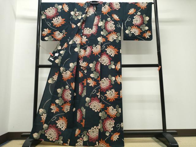 平和屋着物∴夏物　こむさでもーど・COMME CA DU MODE　浴衣　注染　乱菊　黒地　日本製　綿　逸品　CABJ0381ng