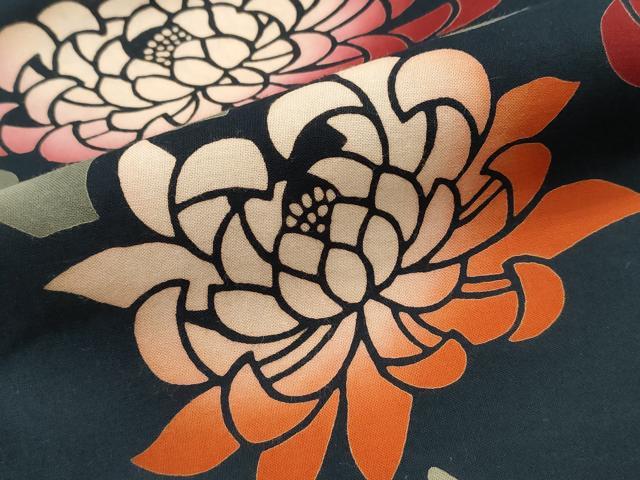 平和屋着物∴夏物　こむさでもーど・COMME CA DU MODE　浴衣　注染　乱菊　黒地　日本製　綿　逸品　CABJ0381ng
