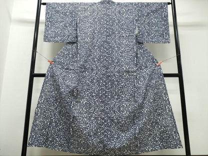 平和屋着物∴夏物　浴衣　注染　手縫い　枝花文　綿　逸品　CABJ0384ng