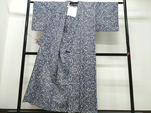 平和屋着物∴夏物　浴衣　注染　手縫い　枝花文　綿　逸品　CABJ0384ng