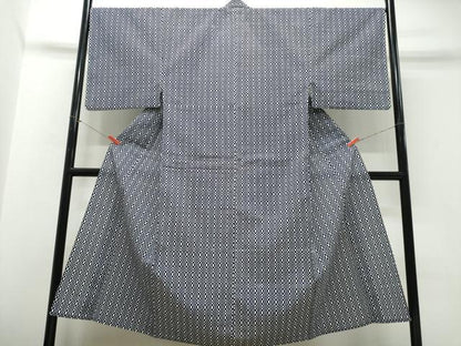 平和屋着物∴夏物　男性　浴衣　注染　手縫い　幾何学文様　綿　逸品　CABJ0387ng