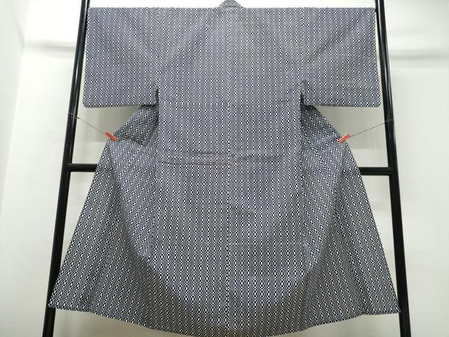平和屋着物∴夏物　男性　浴衣　注染　手縫い　幾何学文様　綿　逸品　CABJ0387ng
