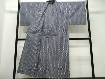 平和屋着物∴夏物　男性　浴衣　注染　手縫い　幾何学文様　綿　逸品　CABJ0387ng