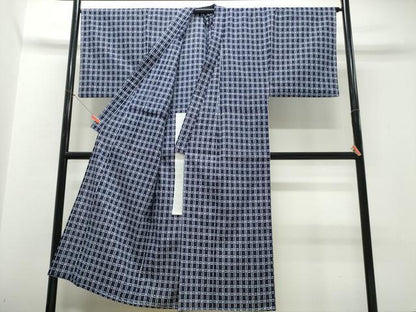 平和屋着物∴夏物　男性　浴衣　注染　手縫い　天井文　綿　逸品　CABJ0388ng