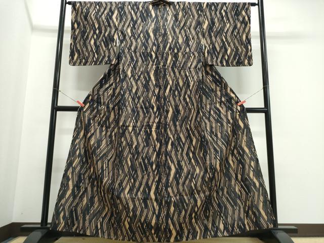 平和屋着物∴夏物　浴衣　注染　手縫い　幾何学文様　綿　逸品　CABJ0391ng