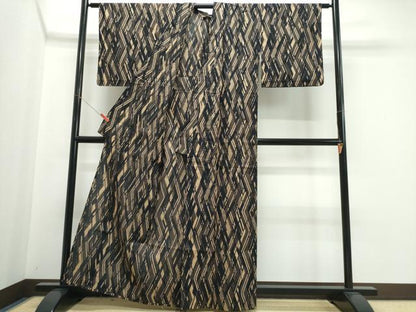 平和屋着物∴夏物　浴衣　注染　手縫い　幾何学文様　綿　逸品　CABJ0391ng