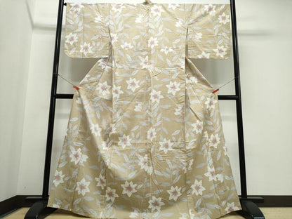 平和屋着物∴夏物　撫松庵　浴衣　ゆり　百合　綿　逸品　未使用　CABJ0392ng
