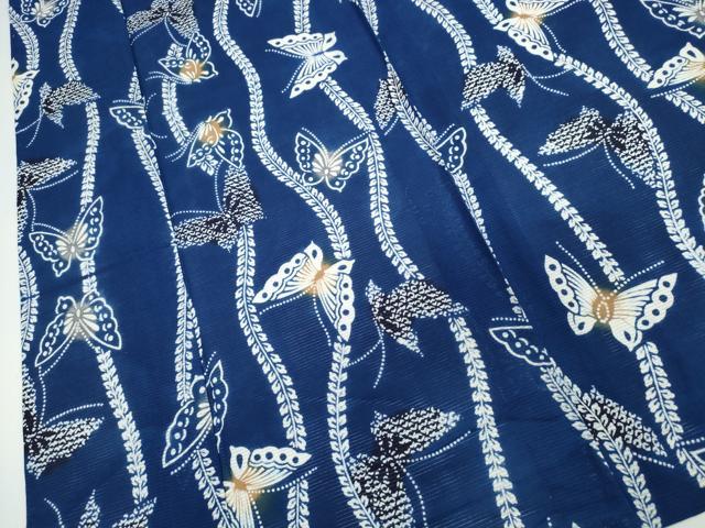 平和屋着物∴夏物　浴衣　綿絽　枝葉舞蝶文　綿　逸品　未使用　CABJ0393ng