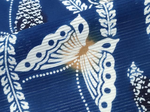 平和屋着物∴夏物　浴衣　綿絽　枝葉舞蝶文　綿　逸品　未使用　CABJ0393ng