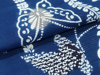 平和屋着物∴夏物　浴衣　綿絽　枝葉舞蝶文　綿　逸品　未使用　CABJ0393ng
