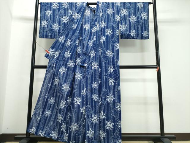 平和屋着物∴夏物　浴衣　綿絽　花火　舞葉文　綿　逸品　CABJ0395ng