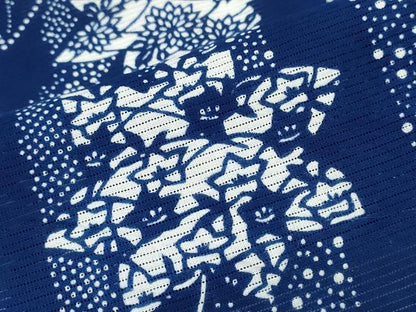 平和屋着物∴夏物　浴衣　綿絽　花火　舞葉文　綿　逸品　CABJ0395ng