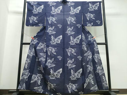 平和屋着物∴夏物　浴衣　綿絽　舞蝶文　綿　逸品　CABJ0397ng